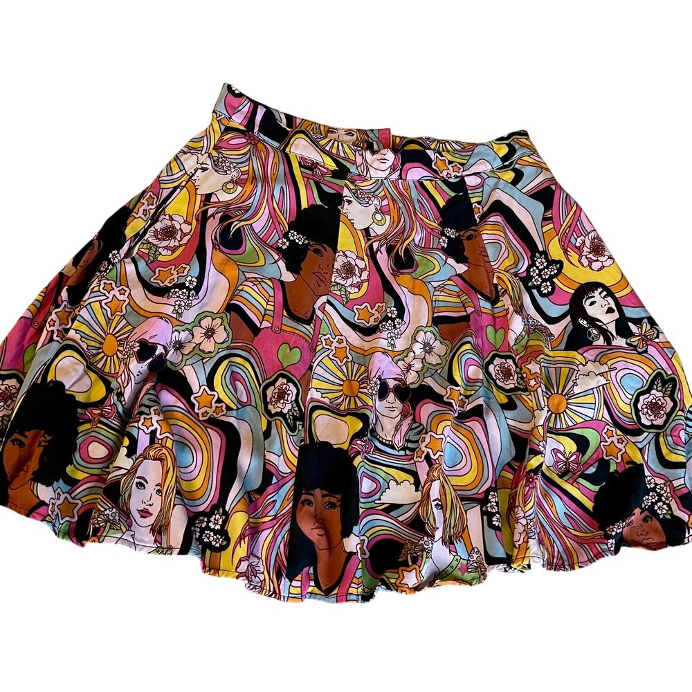 90s Dangerfield  Revival womens skirt mod retro print hippie rave festival sz 12